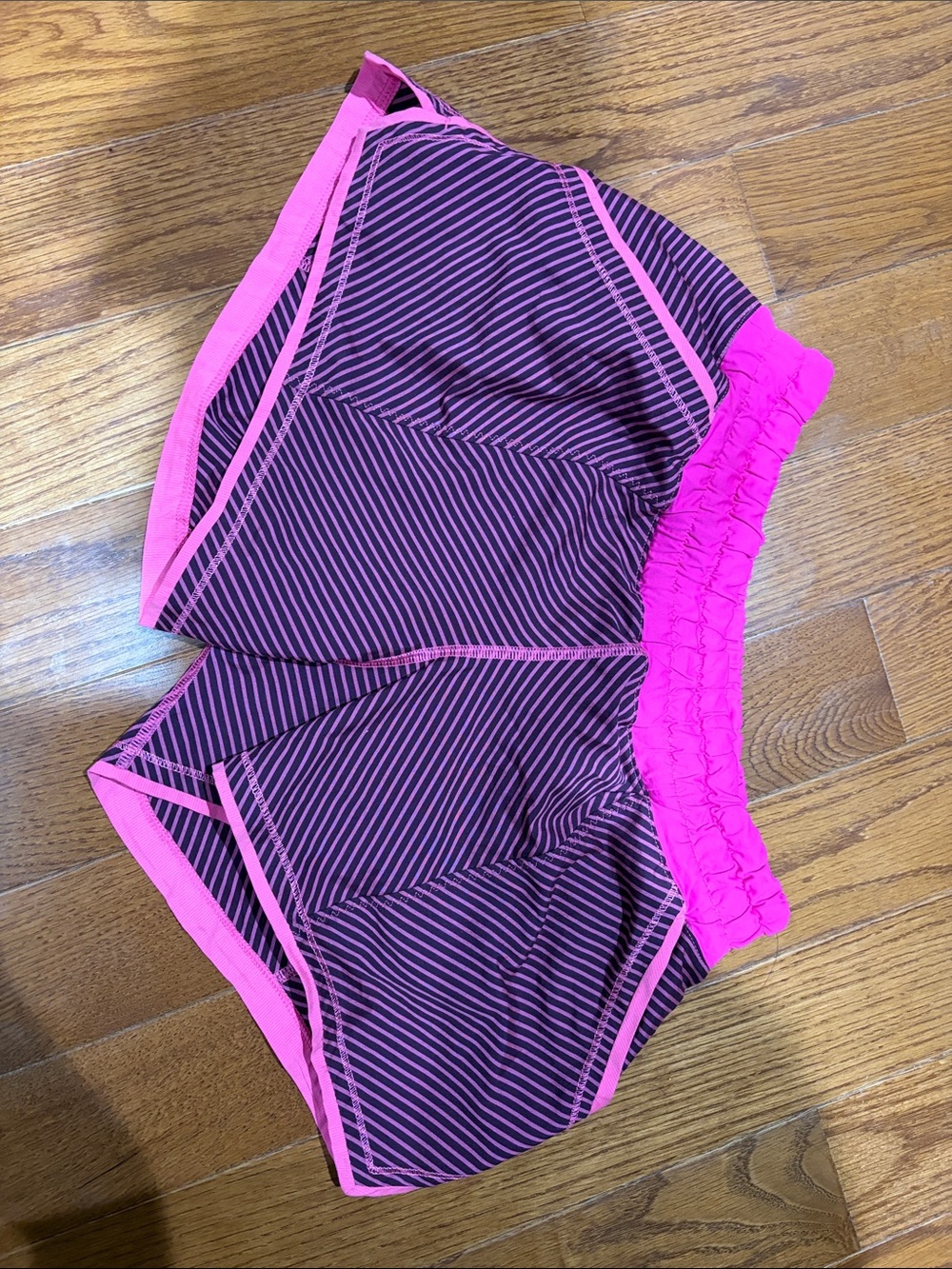 lululemon athletica Black and Hot Pink Striped Running Shorts